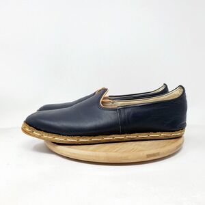 Rafik Shoes Womens 41 Black Leather Handmade Loafer Minimalist Turkish Modern